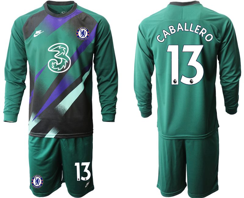 Men 2020-2021 club Chelsea Dark green long sleeve goalkeeper #13 Soccer Jerseys->chelsea jersey->Soccer Club Jersey
